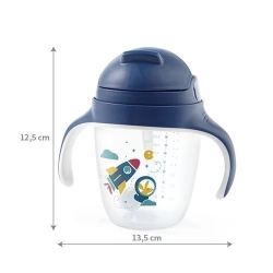 Kubek niekapek z obciążoną słomką BabyOno 1464/02 kubeczek o pojemności 240 ml z dodatkową słomką