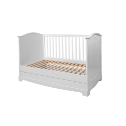Bellamy ROYAL Timeless White łóżeczko dziecięce 70/140 cm z szufladą i funkcją tapczanika, sofy