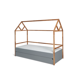 Bellamy LOTTA GRAY Grey łóżko DOMEK 90x200 cm z szufladą