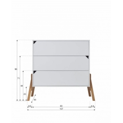 Bellamy LOTTA SNOW komoda z 3 szufladami