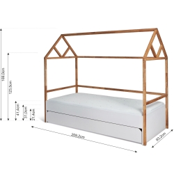 Bellamy LOTTA SNOW łóżko DOMEK 90x200 cm z szufladą