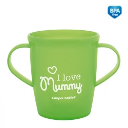 Kubek treningowy z uchwytami 250 ml I love Mummy zielony Canpol 31/208