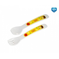 Canpol sztućce plastikowe 4/414 żółte z misiem