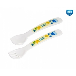 Canpol sztućce plastikowe 4/414 żółte z misiem