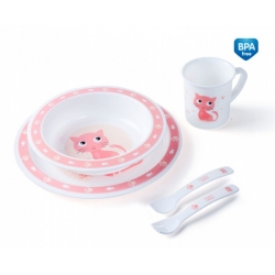 Plastikowy zestaw stołowy "Cute Animals" Pink Canpol 4/401
