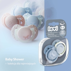 Dynamiczny smoczek uspokajający dla dziecka 0-2 miesięcy 2 sztuki smoczków Lovi 22/900 Baby Shower Boy mini tarczka