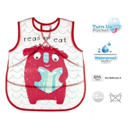 Śliniak zmywalny z kieszenią MONSTERS Canpol 9/237 śliniaczek czerwony