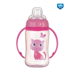 Kubek treningowy z silikonowym ustnikiem i uchwytami 320 ml "Cute Animals" Canpol 56/512 Kotek