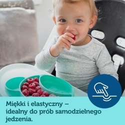 Silikonowy trójdzielny talerzyk z przyssawką MIŚ turkusowy o pojemności 500ml Canpol Babies 51/401