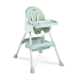 Krzesełko do karmienia Caretero BILL 2w1 Mint zamienia się z wysokiego krzesełka w niskie krzesło-siedzisko