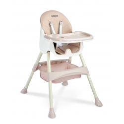 Krzesełko do karmienia Caretero BILL 2w1 Pink zamienia się z wysokiego krzesełka w niskie krzesło-siedzisko