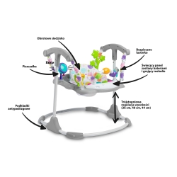 Skoczek dziecięcy COSMO Grey z funkcją stoliczka edukacyjnego Toyz by Caretero