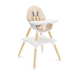 Krzesełko do karmienia Caretero TUVA Beige zamienia się z wysokiego krzesełka w stylowy zestaw krzesełko + stolik