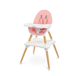 Krzesełko do karmienia Caretero TUVA Pink zamienia się z wysokiego krzesełka w stylowy zestaw krzesełko + stolik