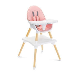 Krzesełko do karmienia Caretero TUVA Pink zamienia się z wysokiego krzesełka w stylowy zestaw krzesełko + stolik