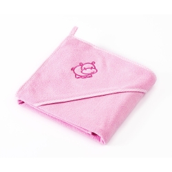 Sensillo okrycie kąpielowe HIPPO ręcznik kąpielowy z kapturkiem 80x80 cm różowy