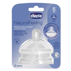 2x Smoczek silikonowy do butelki Chicco Natural Feeling poziom 6m+ kaszka z przepływem do kaszki i papek