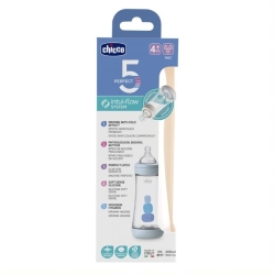 Chicco butelka Perfect5 Chłopczyk 300 ml smoczek silikonowy o szybkim przepływie dla dziecka 4m+