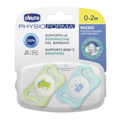 Chicco PhysioForma Micro Boy 2 silikonowe smoczki uspokajające dla dziecka 0-2m