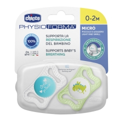 Chicco PhysioForma Micro Boy 2 silikonowe smoczki uspokajające dla dziecka 0-2m