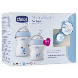 Chicco Zestaw do karmienia dla niemowląt 0m+ Natural Feeling niebieski