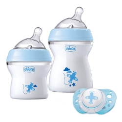 Chicco Zestaw do karmienia dla niemowląt 0m+ Natural Feeling niebieski