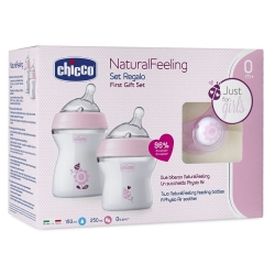 Chicco Zestaw do karmienia dla niemowląt 0m+ Natural Feeling różowy