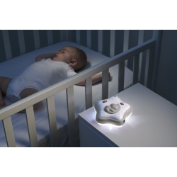 Chicco panel na łóżeczko z relaksującą muzyką, miękkimi zawieszkami oraz delikatnym białym światłem + przenośna lampka nocna z projektorem