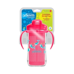 Dr Brown's Kubek termiczny ze słomką 300ml dla dziecka 12m+ różowy