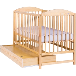 Łóżeczko dziecięce Drewex LULAYA drewniane łóżko z szufladą PINE WOOD sosna naturalna