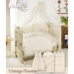 Feretti Trio VINTAGE FLOWERS ECRU antybakteryjna pościel 3 elementowa