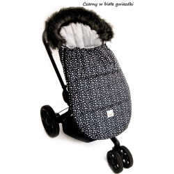 Infantilo śpiwór Winter De Luxe czarny w białe gwiazdki uniwersalny śpiworek do wózka dziecięcego