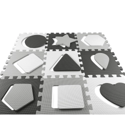 Puzzle piankowe Jolly 3x3 Shapes - Grey mata piankowa Milly Mally