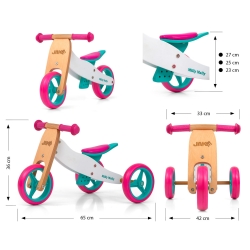 Milly Mally JAKE Classic Candy rowerek biegowy trójkołowy lub dwukołowy pojazd dla dziecka