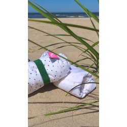 Ręcznik plażowy z organicznego muślinu bawełnianego 100x175 cm Motherhood Różowe Kropeczki