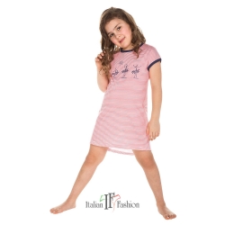 Italian Fashion koszula dziewczęca IMKA z krótkim rękawem w różowe paski