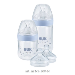 Zestaw NATURE SENSE butelka ze smoczkiem 1x260ml, 1x150 ml + zestaw 2 smoczków rozmiar M 0-6m NUK NS-100-N