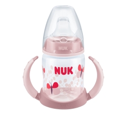 NUK Butelka First Choice PINK 150 ml z podwójnym uchwytem, ustnik „kapek” wykonany z TPE