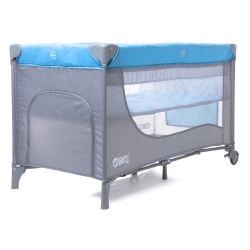 Plus Baby łóżeczko turystyczne DWUPOZIOMOWE łóżko podróżne składane 003 Blue/Grey