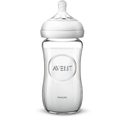 Avent Philips Natural 2.0 butelka szklana dla niemowląt 240 ml smoczek 1m+ SCF053/17