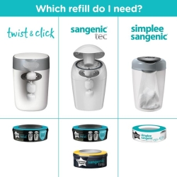 Tommee Tippee wkłady zapasowe TWIST do pojemnika Sangenic TEC oraz Twist & Click 3 sztuki