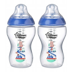 Tommee Tippee butelka dekorowana BOY Statek dwupak butelek 2 x 340 ml smoczek 3m+
