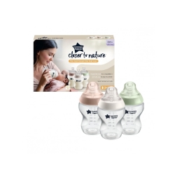 Tommee Tippee CTN zestaw 3xbutelka 260ml - smoczek 0m+ o wolnym przepływie