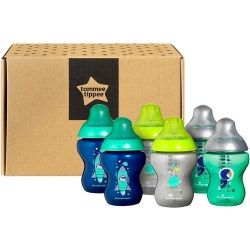 Tommee Tippee butelka 260ml dekorowana ECOMM Boy smoczek 0m+ o wolnym przepływie