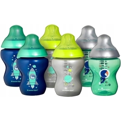 Tommee Tippee butelka 260ml dekorowana ECOMM Boy smoczek 0m+ o wolnym przepływie