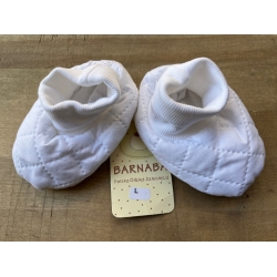 Barnaba buciki jesienno-zimowe niechodki z tkaniny białe rozmiar S 11 cm, L 13 cm