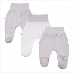 EEVI półśpiochy bezuciskowe 3-pak TINY Szare Księżyc zestaw 3 sztuk półśpiochów rozmiary 50, 56, 62, 68 cm