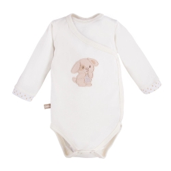 Eevi body zakładane kopertowo z długim rękawem NEWBORN ecru rozmiary 46, 48 cm