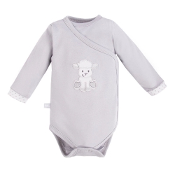 Eevi body zakładane kopertowo z długim rękawem NEWBORN szare rozmiary 46, 48 cm