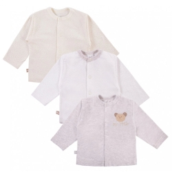 EEVI kaftany niemowlęce 3-pak TINY Beżowy/Ecru zestaw 3 sztuk kaftaników rozmiary 50, 62, 68 cm